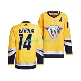 Nashville Predators MATTIAS EKHOLM 14 Adidas 2022-2023 Reverse Retro Geel Authentic Shirt - Mannen